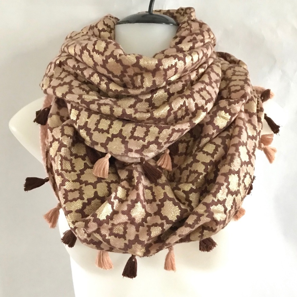 Anthropologie endless scarf w/ tassel, gently worn